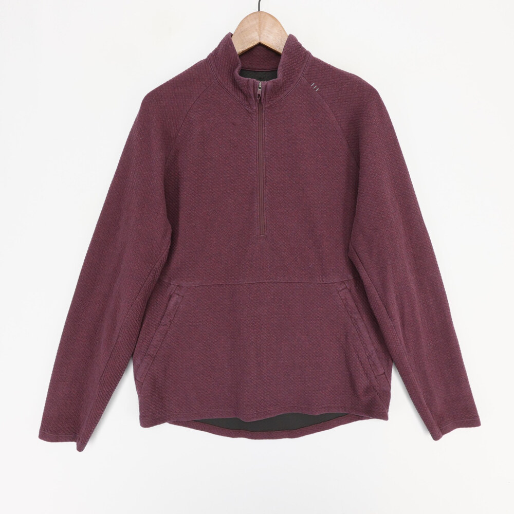 Lululemon At Ease Sweatshirt Mens M Burgundy Textured Half Zip Pullover